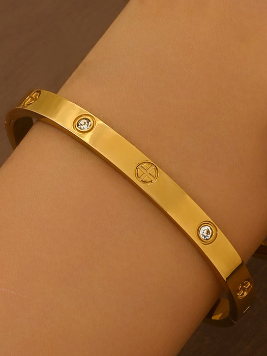 Wholesale Women S Four Leaf Clover Stainless Steel Bracelet Simple Fashion Commute 18K Gold Plated Jewelry Accessory