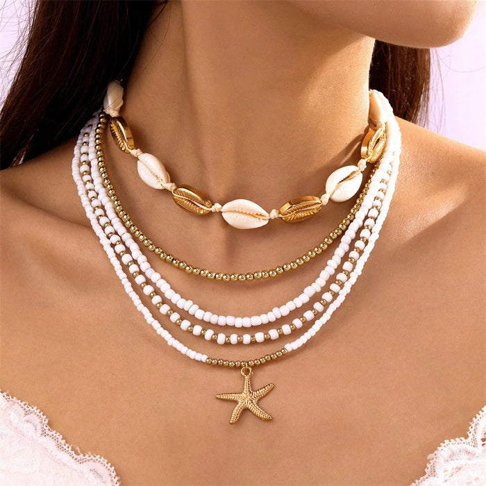 Wholesale Natural Shell Necklace Women Beaded Light Luxury Necklace Bohemian Niche Design