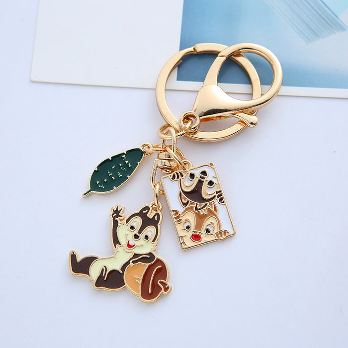 Wholesale Creative Cartoon Squirrel Metal Keychain Cute Animation