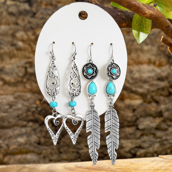 Wholesale Alloy Tassel Earring Set Retro Ethnic Style Bohemian Jewelry Accessory MOQ≥2