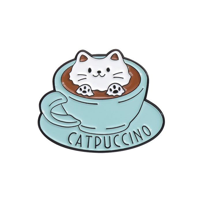 Wholesale Cartoon Coffee Cup Shape Brooch Pin Set Zinc Alloy Decorative Accent