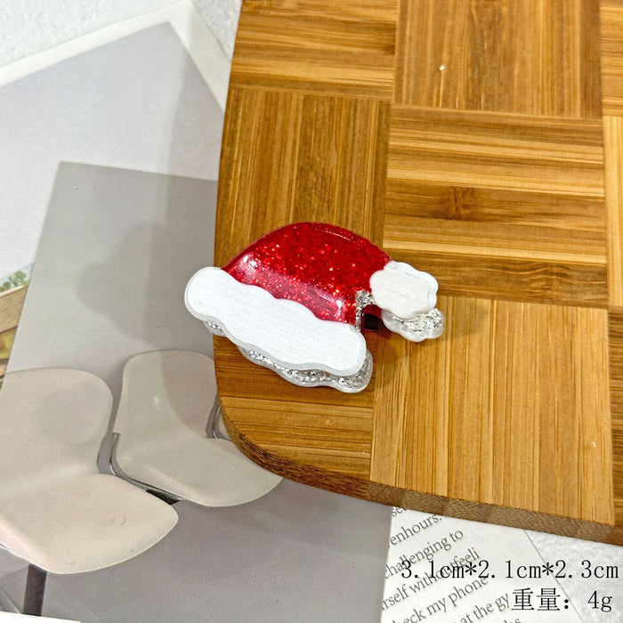 Wholesale Christmas Acrylic Kids Hair Clips Cute Santa Gingerbread Small Flat Grippers Party Hair Accessory For Resale