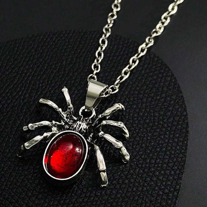 Wholesale Halloween Spider Pendant Necklace Personality Punk Hip Hop Horror Alloy Jewelry