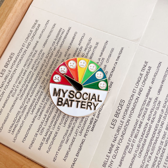 Wholesale Social power brooch emotion management energy metal badge sliding rotating expression badge bag accessories