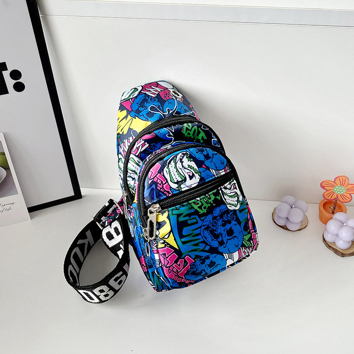 Wholesale New fashionable children's shoulder crossbody bag with casual and personalized printed chest small back bag