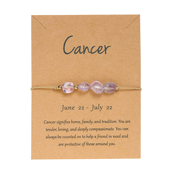 Wholesale 12 constellations natural stone hand-woven cardboard bracelet original stone beads