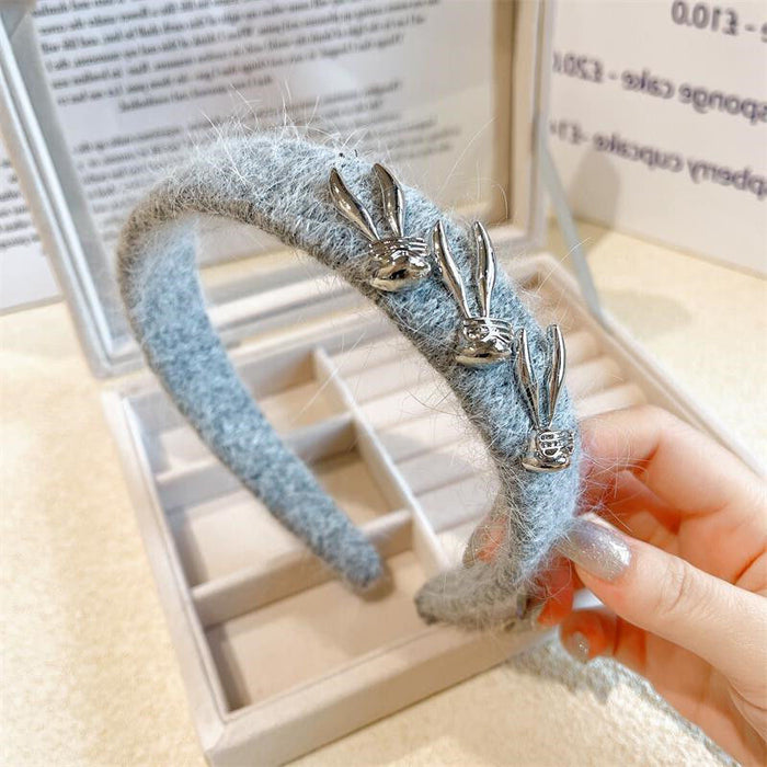 Wholesale rabbit fur pearl headband for women