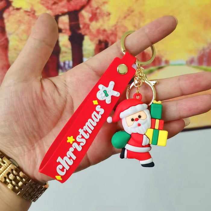 Wholesale Silicone Christmas Keychain Cute Cartoon Pendant