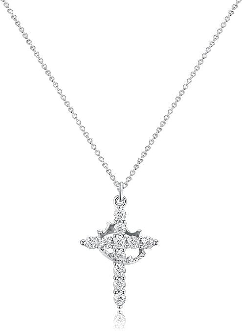 Wholesale Cross Crown Rotating Necklace Versatile Light Luxury High End Necklace Zircon Clavicle Chain