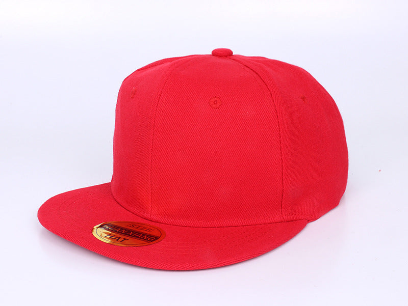 Wholesale Red Solid Color Baseball Cap Flat Brim Skateboard Hip Hop Adjustable Summer Fashion