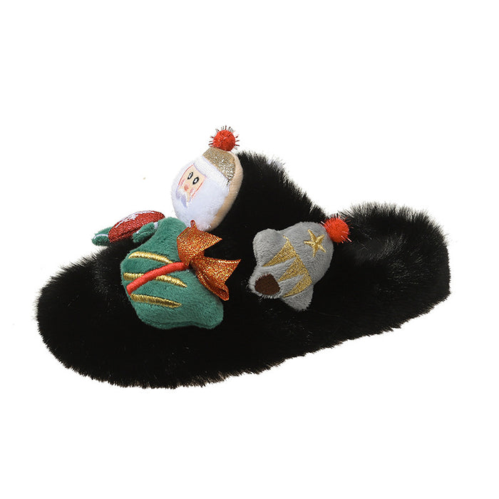 Wholesale Furry Slippers Autumn and Winter Christmas Cute Cartoon Plush Slippers Warm Slippers