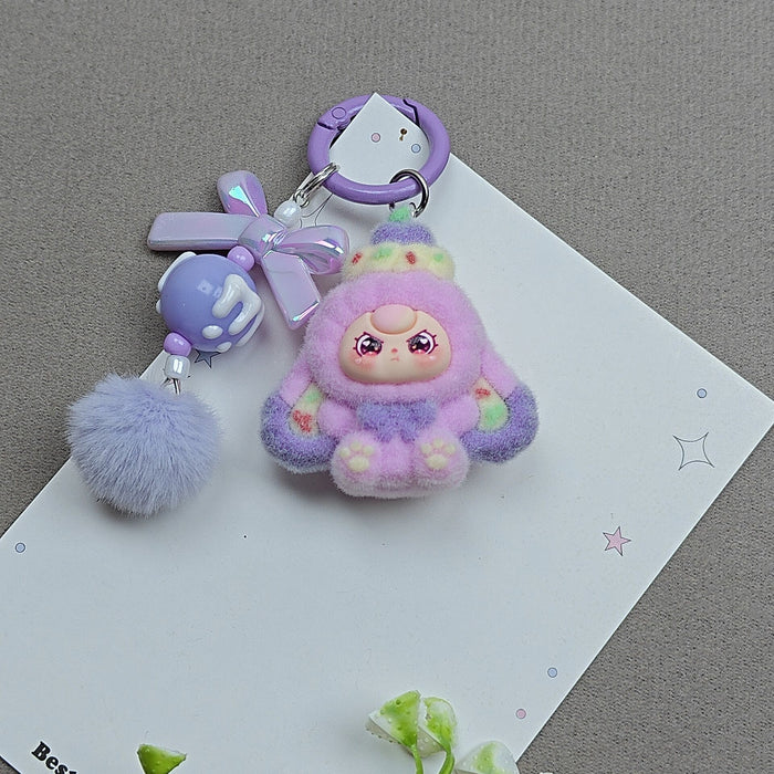 Wholesale Flocked Cartoon Cute Particle Keychain Bag Charm