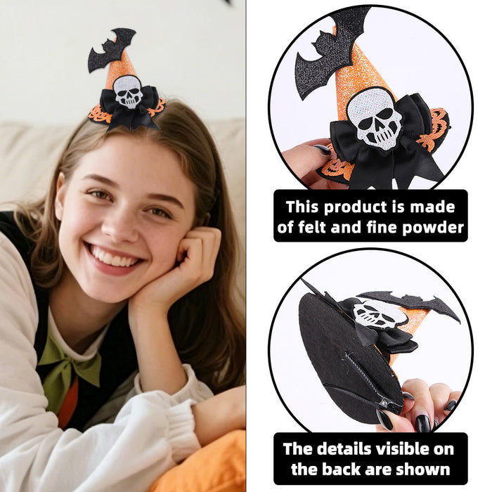 Wholesale Chic Witch Hat Hairpin Cloth Hair Clip With Skull Bat Pumpkin Design Masquerade Party Jewelry Accessory