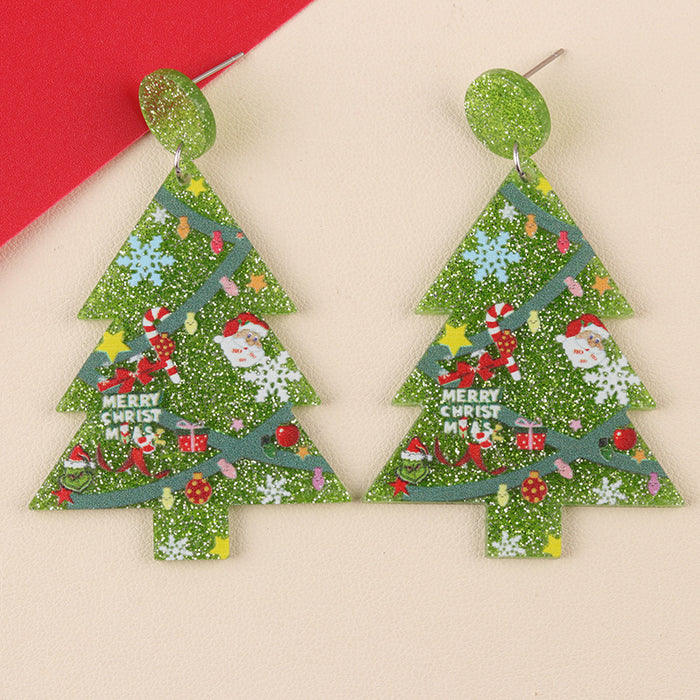 Wholesale Christmas Acrylic Earrings Five-Pointed Star Christmas Tree Personalized Earrings