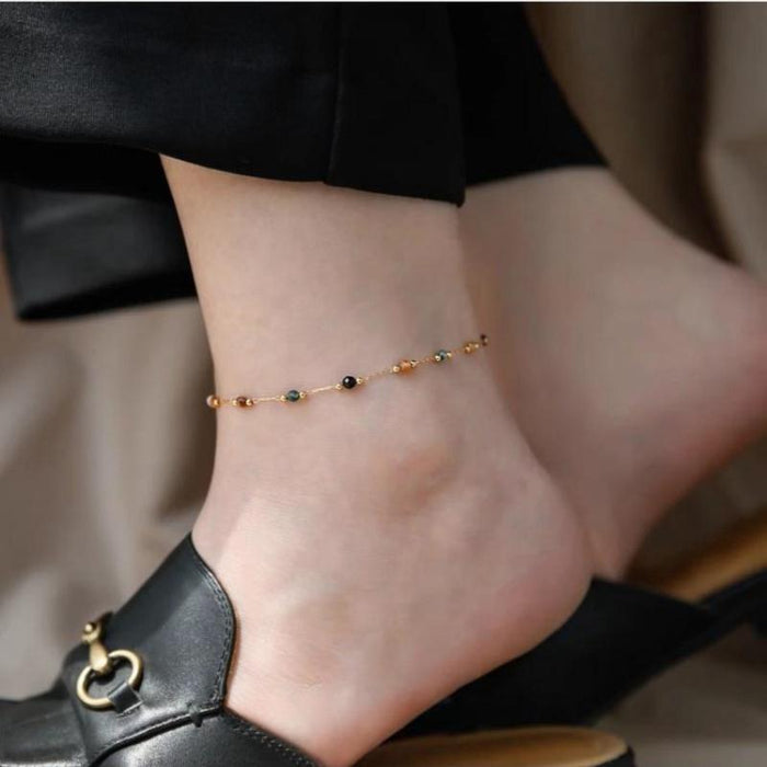Wholesale Women's colorful zircon Anklets