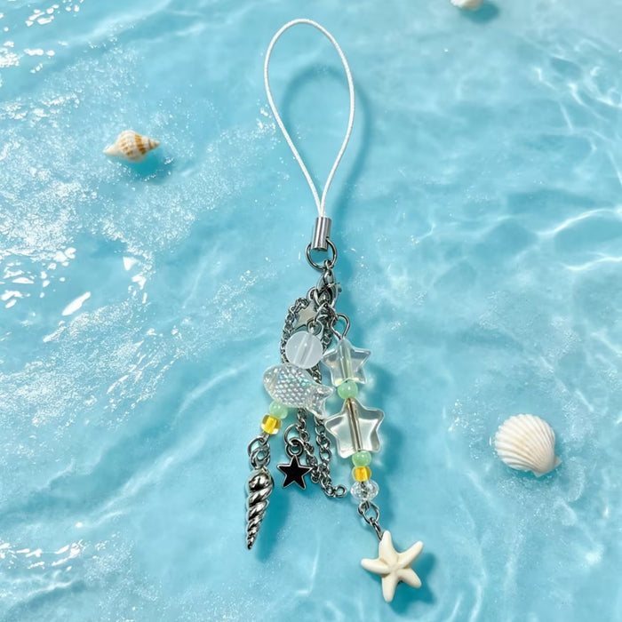 Wholesale Ocean Chic Handmade Beaded Shell Starfish Phone Strap Keychain Bag Charm Gift