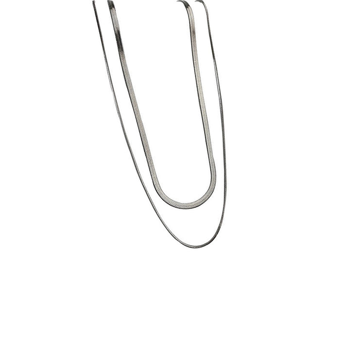 Wholesale Double layer titanium steel snake bone chain, niche silver necklace, high-end collarbone chain, versatile accessory