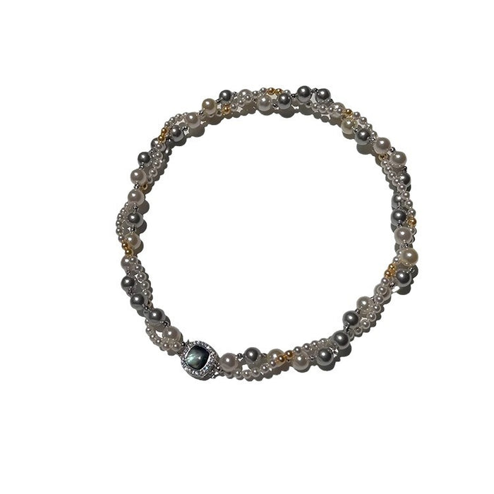 Wholesale Double layered pearl necklace for women, niche design, high-end feel, neck chain, locking bone chain