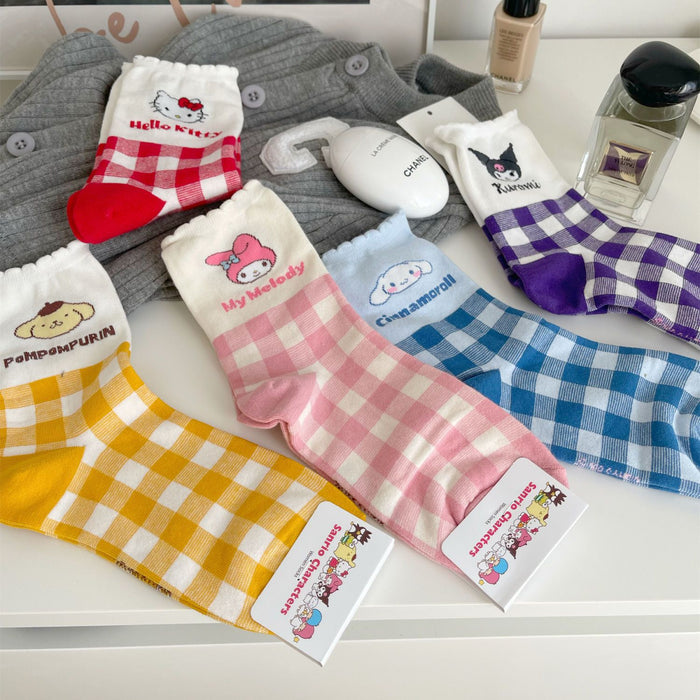 Wholesale Cotton Cute Cartoon Plaid Socks (S)JDC-SK-PengC003