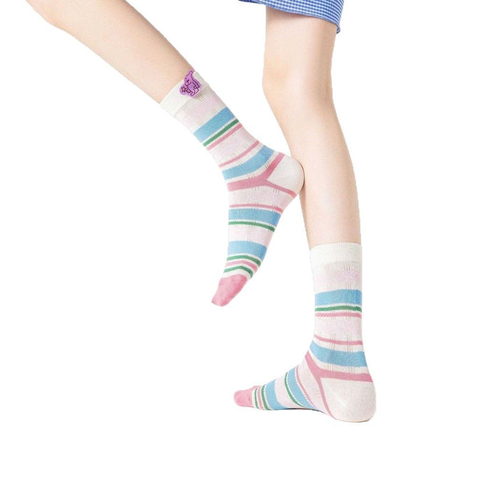 Wholesale Boneless socks for children, mid tube socks, cotton pile socks, white boneless color blocked socks for children