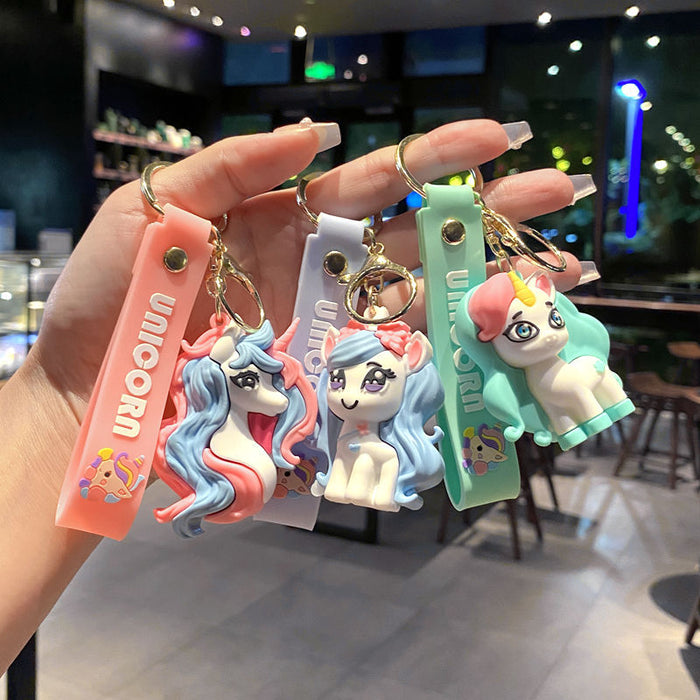 Wholesale Metal Rainbow Unicorn Pony Keychain Stylish Bag Charm For Students Great Gift For Everyday Use