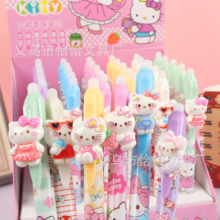 Wholesale Cartoon patch press pen student writing pen black fragrance gel pen erasable pen