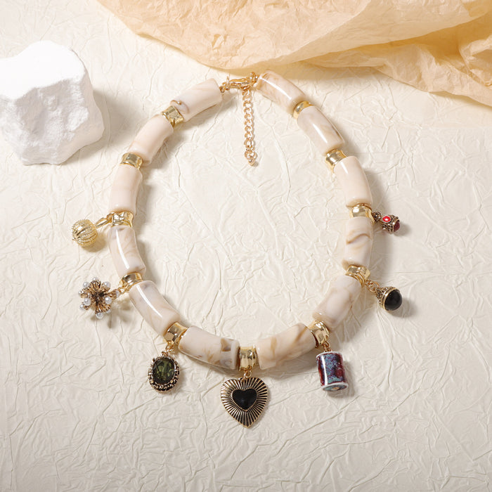 Wholesale alloy pendant resin bamboo necklace exaggerated niche all-match