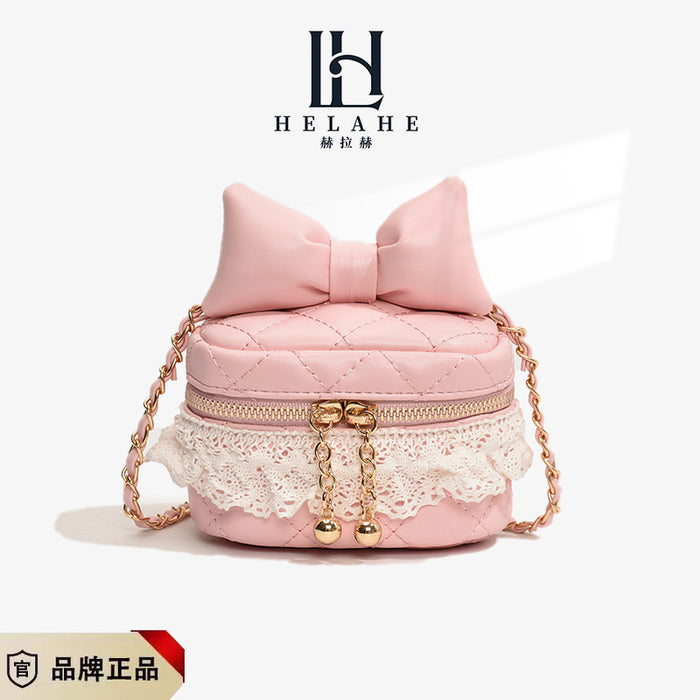 Wholesale New lace bow embroidery thread bucket bag, parent-child chain crossbody bag