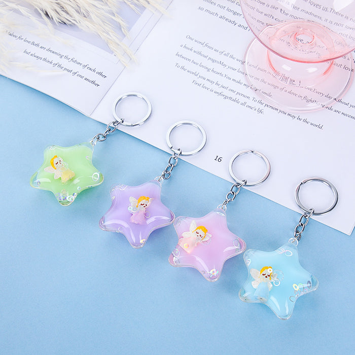 Wholesale Rabbit Rainbow Oiled Acrylic Keychain JDC-KC-BSD001