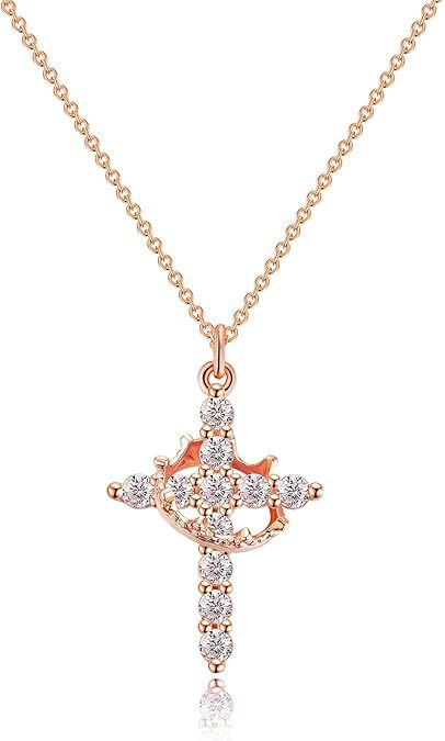 Wholesale Cross full diamond necklace electroplated crown zircon collarbone chain