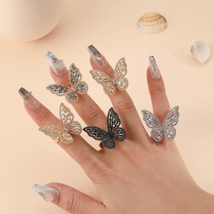 Wholesale Copper Zirconia Butterfly Ring JDC-RS-Bein001