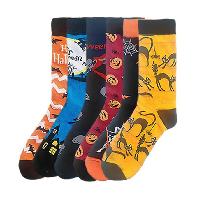 Wholesale Halloween Funny Pumpkin Bat Vampire Skull Cartoon Cotton Middle Tube Socks JDC-SK-HuiHe049