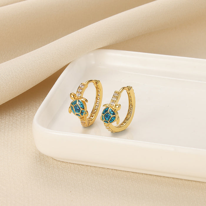 Wholesale 18K Gold Plated Cute Turtle Earrings Ear Buckle  Ocean Wind Earrings