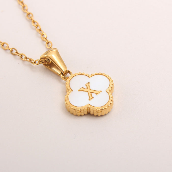 Wholesale gold-plated letter necklace women four-leaf letter pendant necklace jewelry