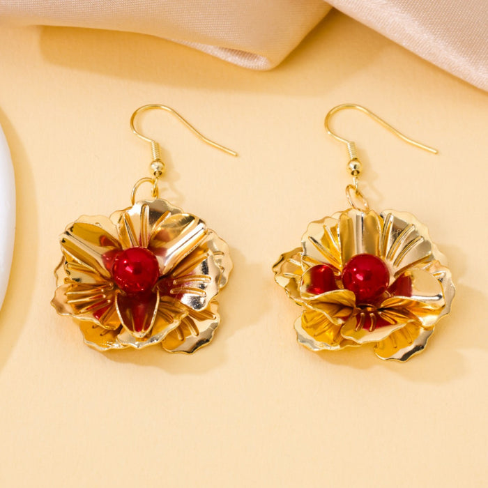Wholesale Fashionable retro pleated flower earrings with temperament, fashionable and versatile earrings