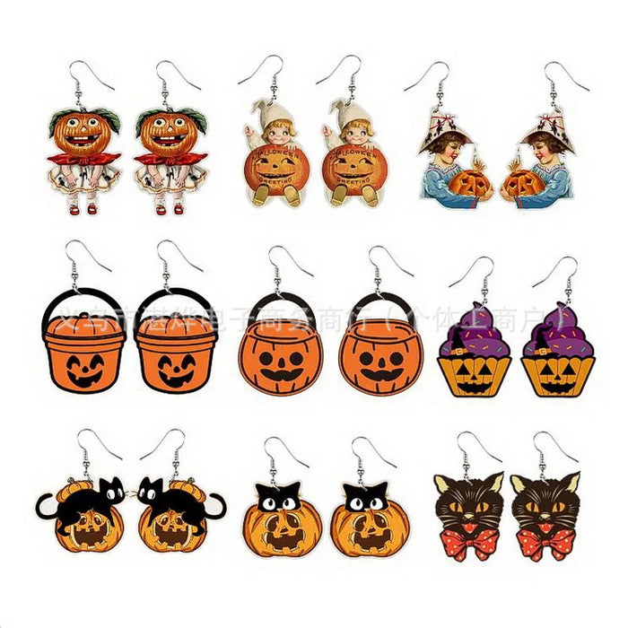 Wholesale Acrylic Halloween Pumpkin Earrings JDC-ES-Zhanh001