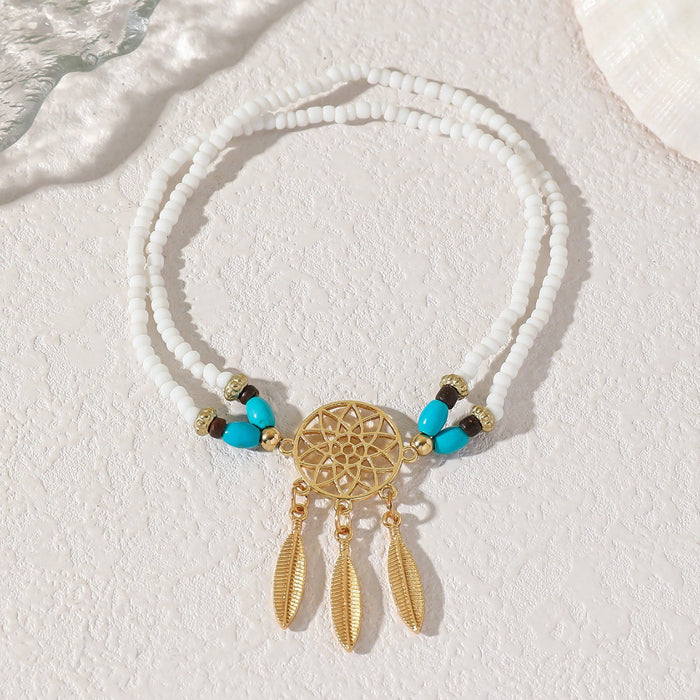 Wholesale Bohemian Dream Catcher Anklet Alloy Tassel Travel Gift MOQ≥2