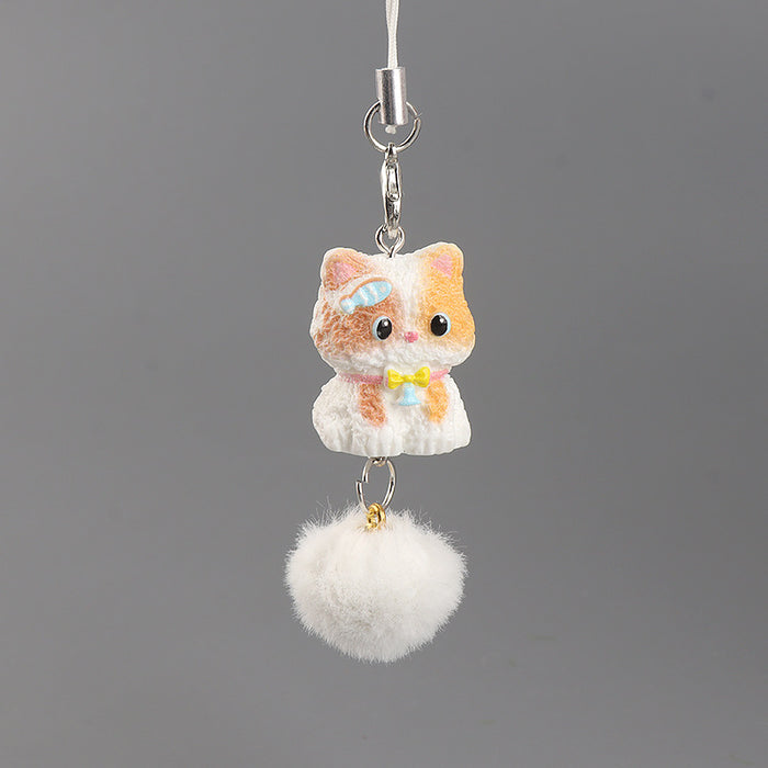 Wholesale Beaded Keychain with Pom-Pom Pendant