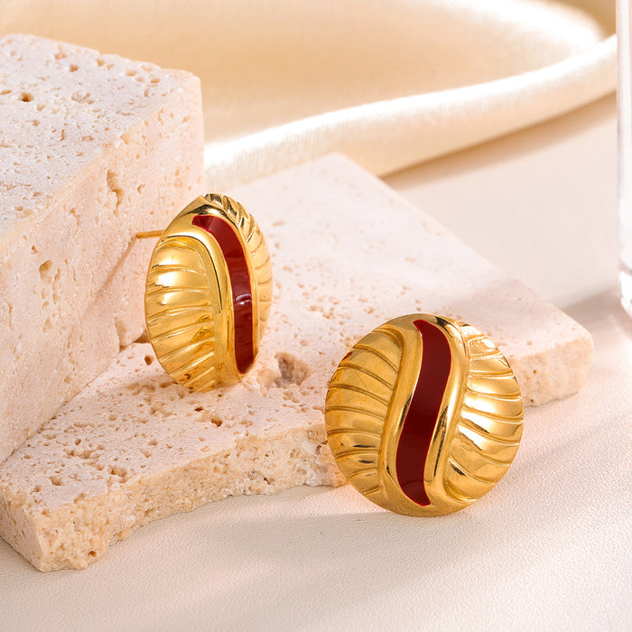 Wholesale Rectangular spiral pattern design earrings, niche retro earrings wholesale