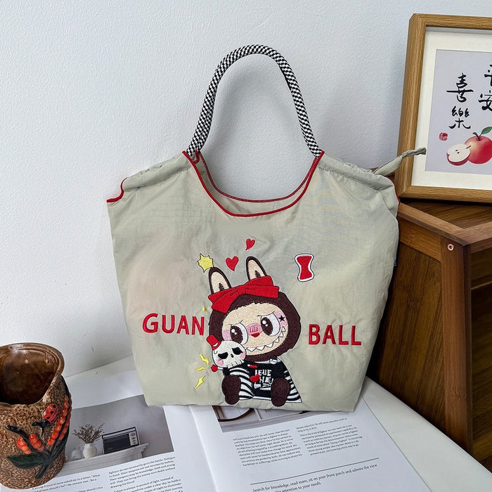 Wholesale Zippered Embroidered Shoulder Bag Waterproof Nylon Messenger Bag Handheld Canvas Bag