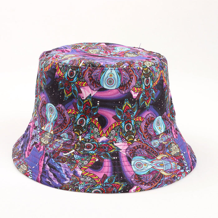 Wholesale Autumn New Cotton Cartoon Printed Flat-top Hip-hop Fisherman Hat Men's and Women's Sunshade Basin Hat