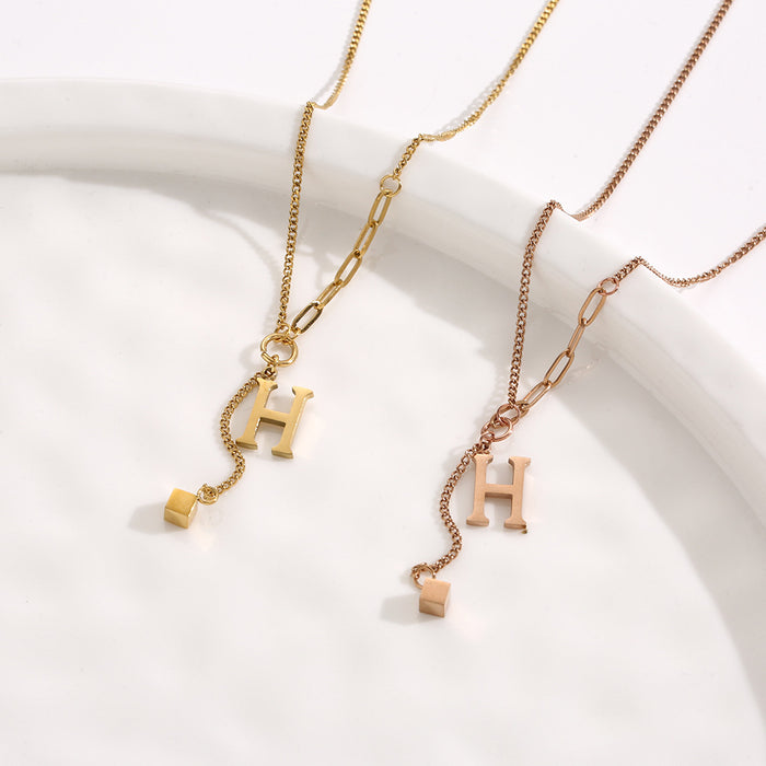 Wholesale Titanium Steel " H"  Letter Necklace