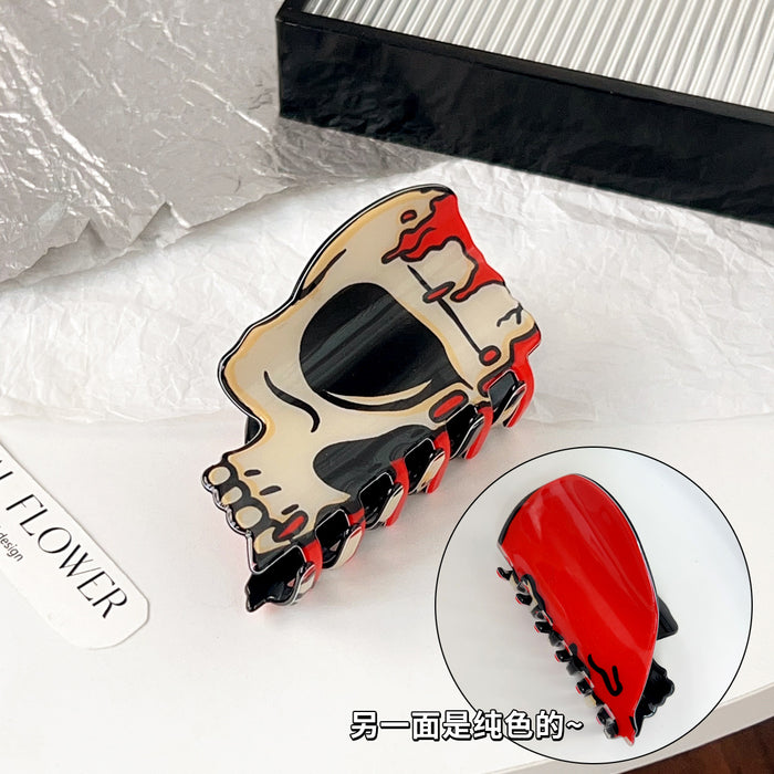 Wholesale New Cross-Border Hot-Selling  Hairpin Funny Ghost Face Hair Claw Ghost Face Horror Niche Design Holiday Dress Hair