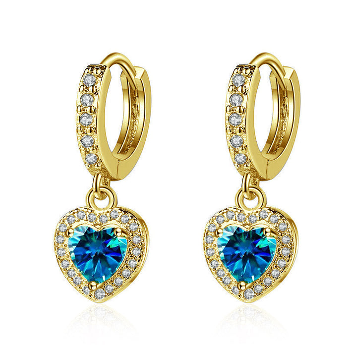 Wholesale Copper Inlaid Zircon Heart Earrings