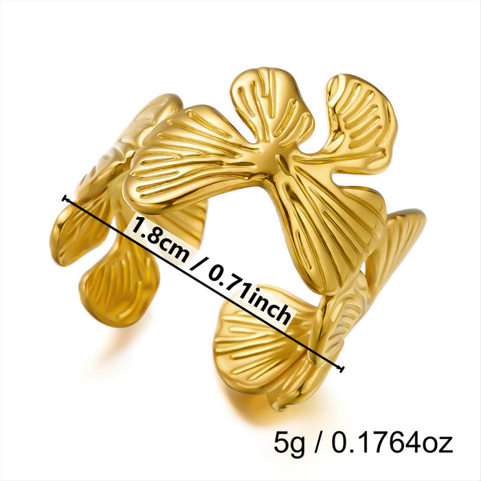 Wholesale Flower Sun Spiral Stainless Steel Open Ring Chic Fashion Jewelry Accessory