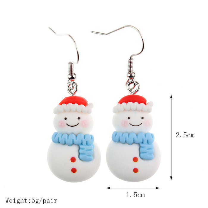 Wholesale Earrings Resin Santa Snowman Elk Christmas Tree JDC-ES-niqing024