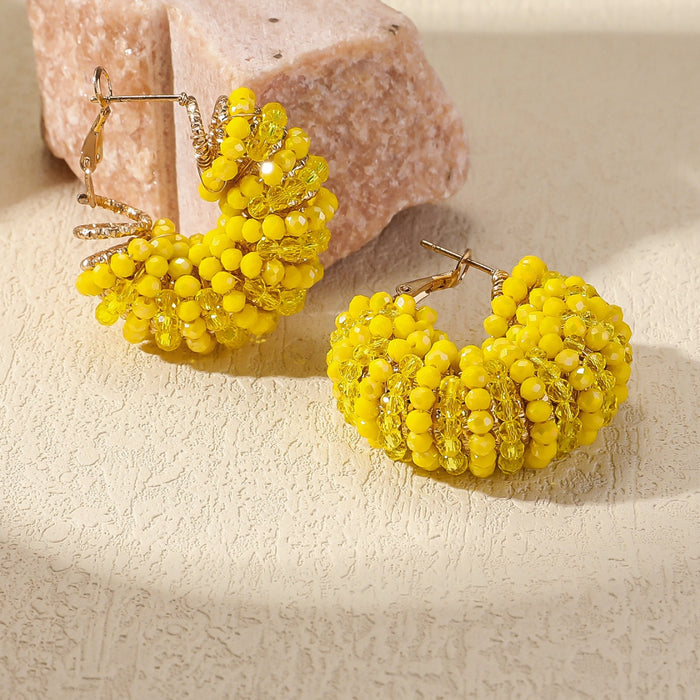 Wholesale New Fashionable Simple Circular Handmade Beaded Earrings and Ear Accessories