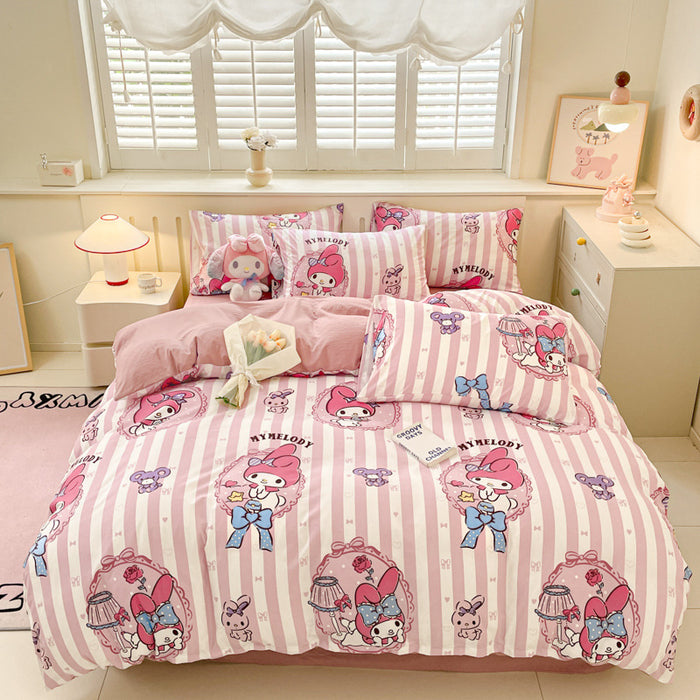 Wholesale A-level Cloud Washed Cotton Cute Cartoon Girl Heart Dormitory Bed Sheets JDC-SEE-AiErMei004