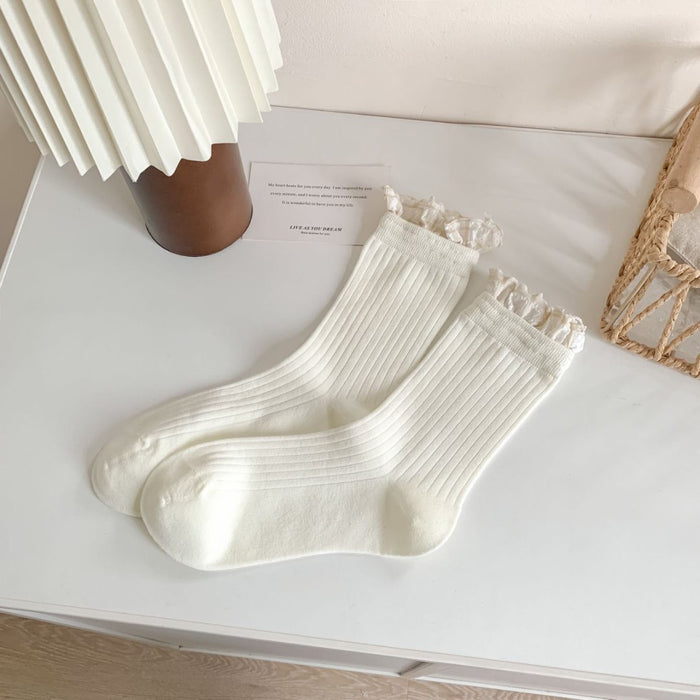 Wholesale Lace retro mid tube socks pile socks