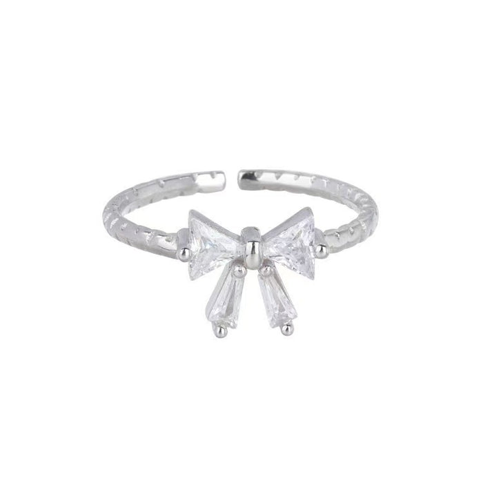 Wholesale Sweet zircon bow ring, niche design, light luxury, new versatile, fashionable and personalized